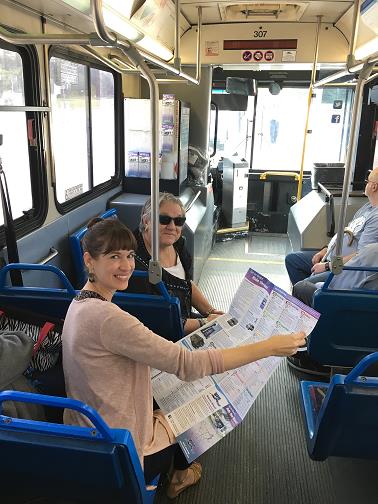 Vanessa Lacer Wave Transit showing map to transit riders.
