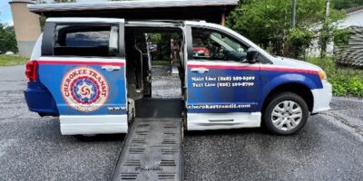 A van with a ramp fully executed.